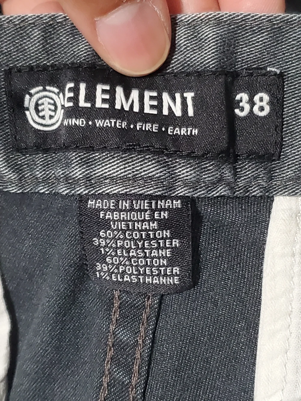 Element Flat Front Golf Bermuda Shorts Men 38 Charcoal Grey Skate Chino Grunge
